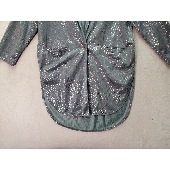 Vintage Ste Jan Marie Blazer Women's S Silver Metallic Snake Print Shoulder Pads - Picture 3 of 10